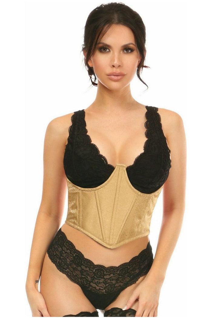 daisy beachwear Lavish Gold Brocade Open Cup Waist Cincher