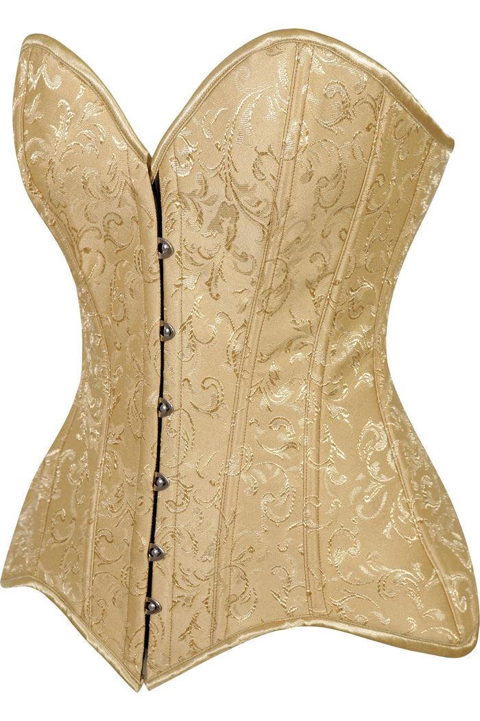 Daisy Beachwear Lavish Gold Brocade Overbust Corset W/Busk Closure