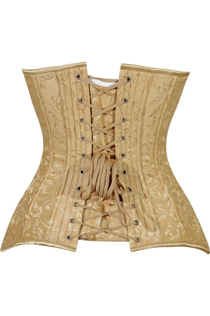 Daisy Beachwear Lavish Gold Brocade Overbust Corset W/Busk Closure