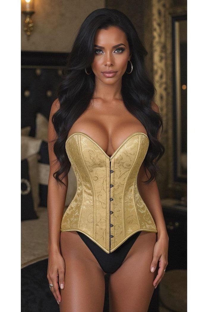 Daisy Beachwear Lavish Gold Brocade Overbust Corset W/Busk Closure