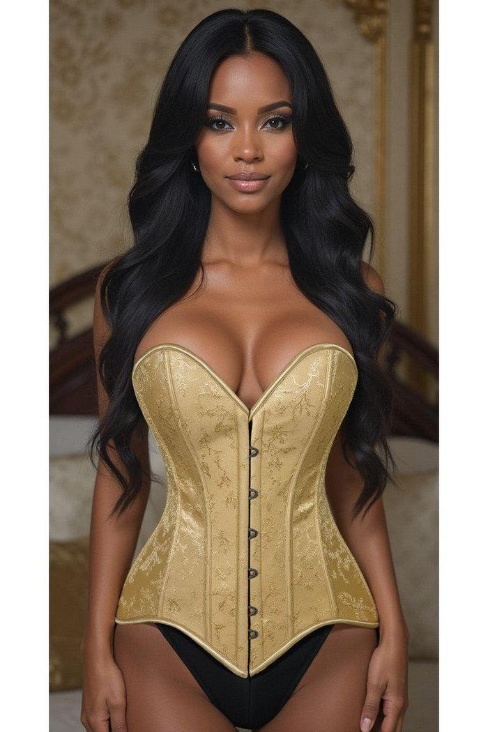 Daisy Beachwear Lavish Gold Brocade Overbust Corset W/Busk Closure