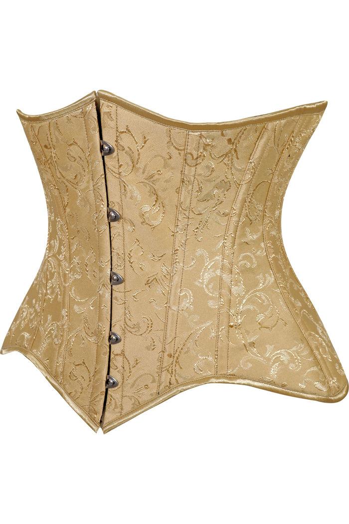 Daisy Beachwear Lavish Gold Brocade Waist Cincher Under Bust Corset W/Front Busk Closure
