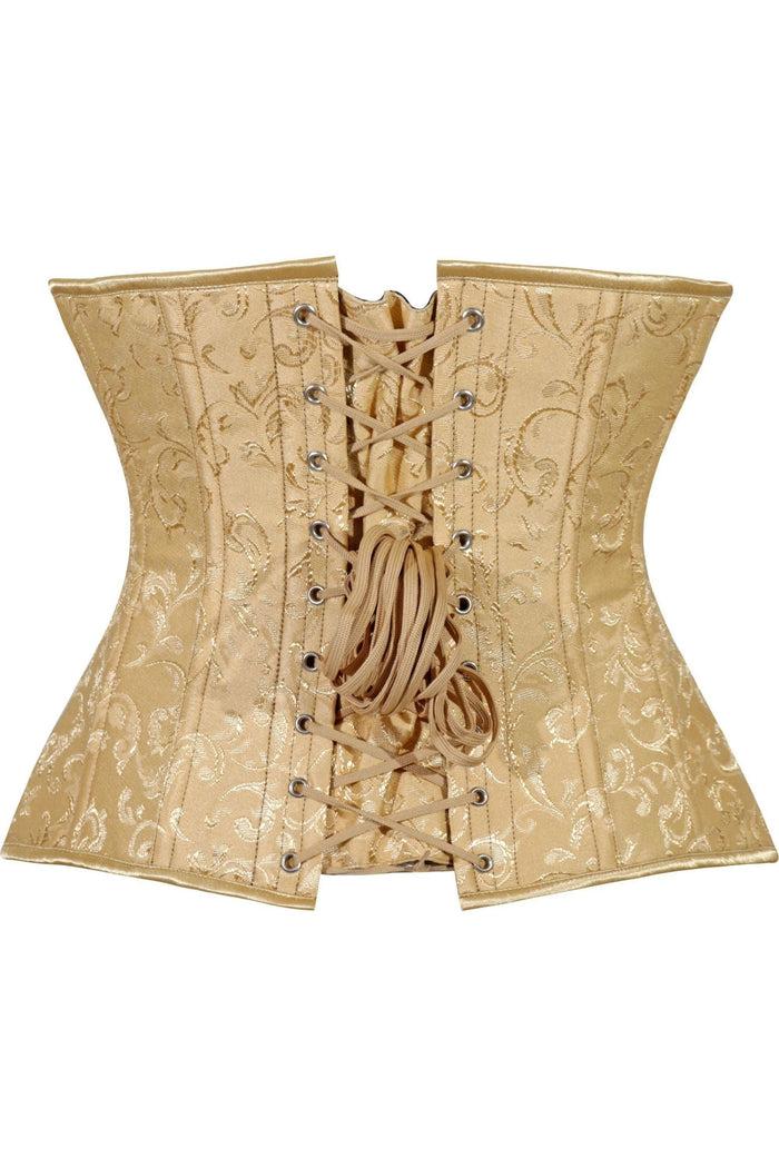 Daisy Beachwear Lavish Gold Brocade Waist Cincher Under Bust Corset W/Front Busk Closure
