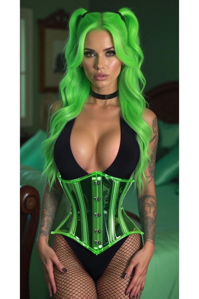 Daisy Beachwear Lavish Green Clear Curvy Underbust Waist Cincher Corset