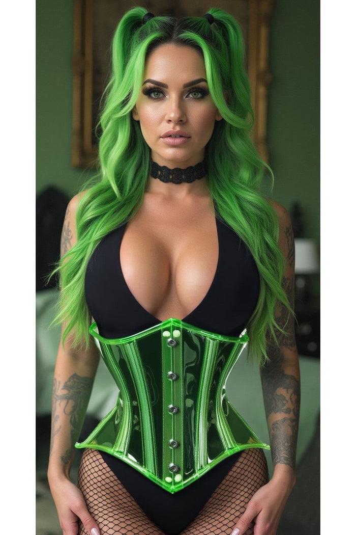 daisy beachwear Lavish Green Clear Curvy Underbust Waist Cincher Corset