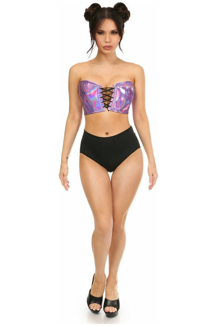 Daisy Beachwear Lavish Lavender Holo Lace-Up Bustier Top