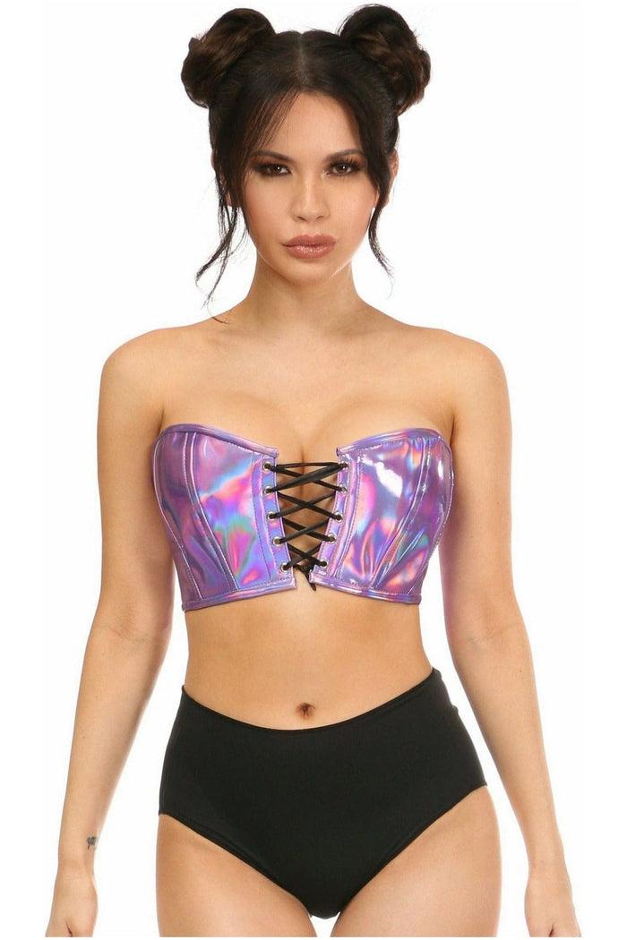 daisy beachwear Lavish Lavender Holo Lace-Up Bustier Top