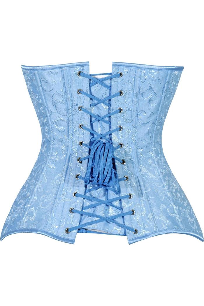 Daisy Beachwear Lavish Lt Blue Brocade Overbust Corset W/Busk Closure