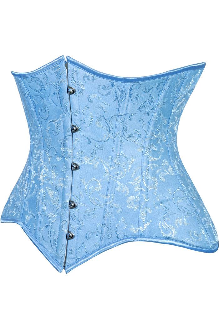 Daisy Beachwear Lavish Lt Blue Brocade Waist Cincher Under Bust Corset W/Front Busk Closure