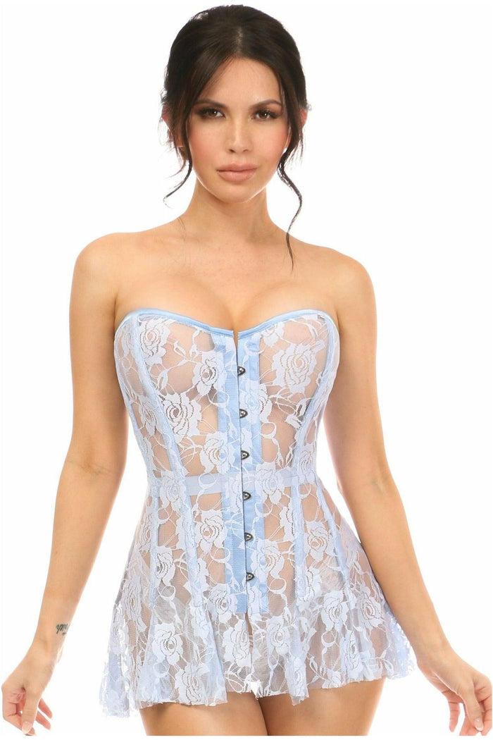 Daisy Beachwear Lavish Lt Blue Sheer Lace Corset Dress