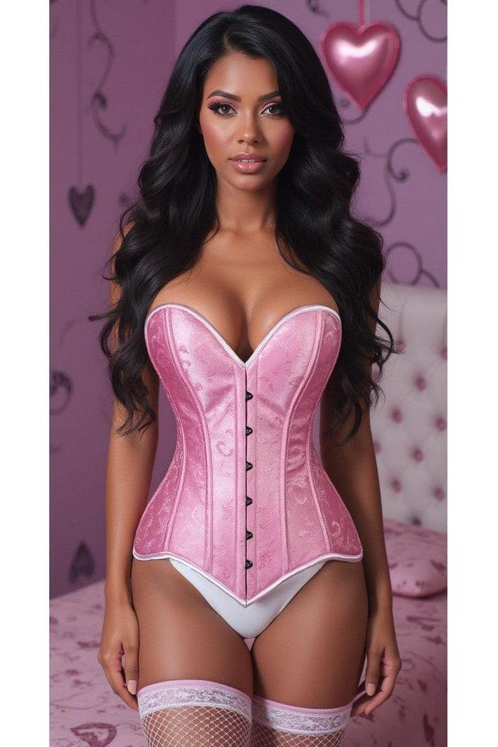 Daisy Beachwear Lavish Lt Pink Brocade Overbust Corset W/Busk Closure
