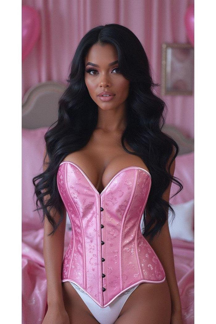 Daisy Beachwear Lavish Lt Pink Brocade Overbust Corset W/Busk Closure