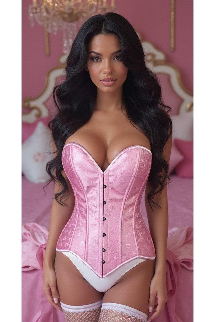 daisy beachwear Lavish Lt Pink Brocade Overbust Corset W/Busk Closure