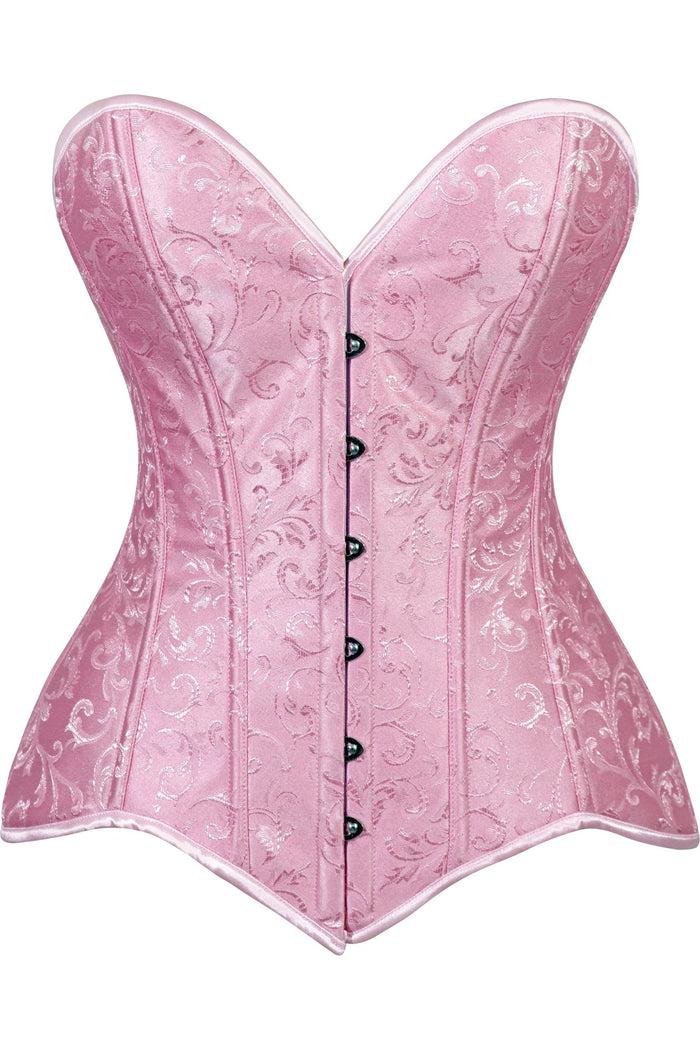 daisy beachwear Lavish Lt Pink Brocade Overbust Corset W/Busk Closure