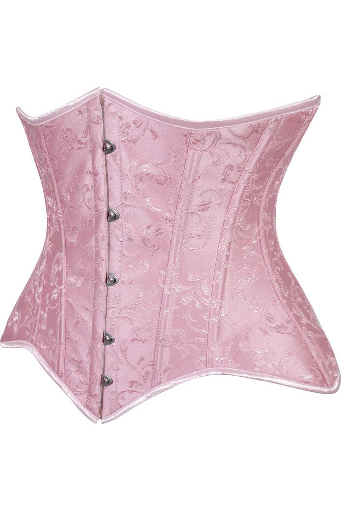 Daisy Beachwear Lavish Lt Pink Brocade Waist Cincher Under Bust Corset W/Front Busk Closure