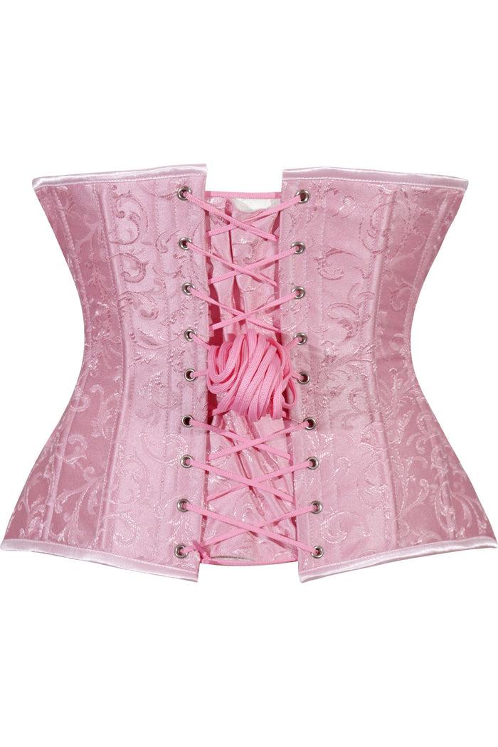 Daisy Beachwear Lavish Lt Pink Brocade Waist Cincher Under Bust Corset W/Front Busk Closure