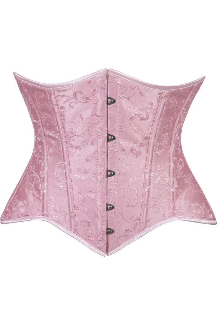 daisy beachwear Lavish Lt Pink Brocade Waist Cincher Under Bust Corset w/Front Busk Closure