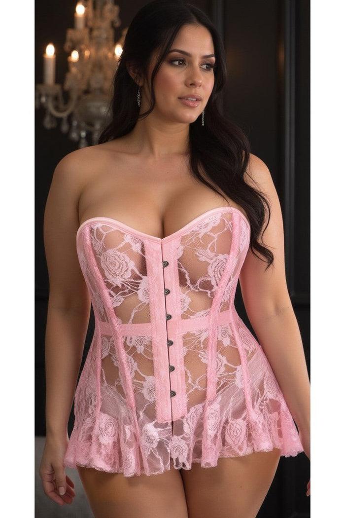 Daisy Beachwear Lavish Lt Pink Sheer Lace Corset Dress