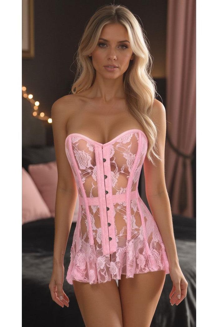 Daisy Beachwear Lavish Lt Pink Sheer Lace Corset Dress
