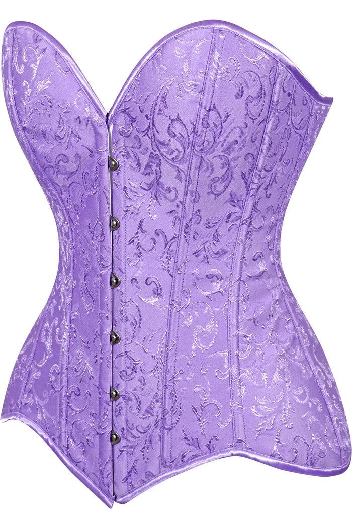 Daisy Beachwear Lavish Lt Purple Brocade Overbust Corset W/Busk Closure