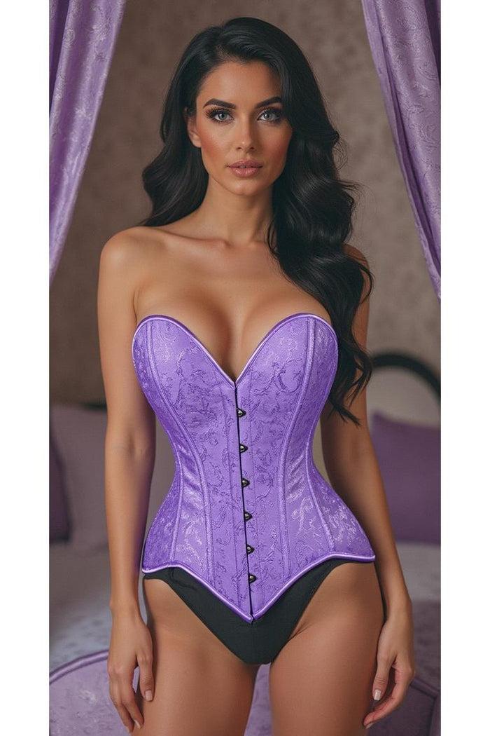 Daisy Beachwear Lavish Lt Purple Brocade Overbust Corset W/Busk Closure