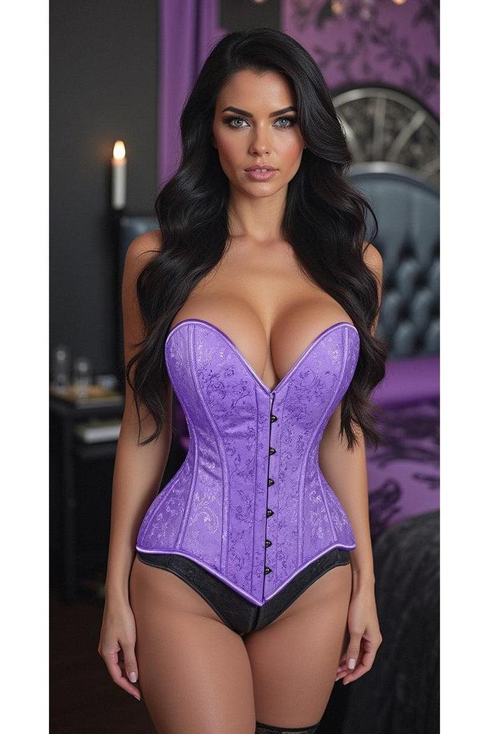 daisy beachwear Lavish Lt Purple Brocade Overbust Corset W/Busk Closure