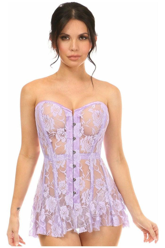 Daisy Beachwear Lavish Lt Purple Sheer Lace Corset Dress
