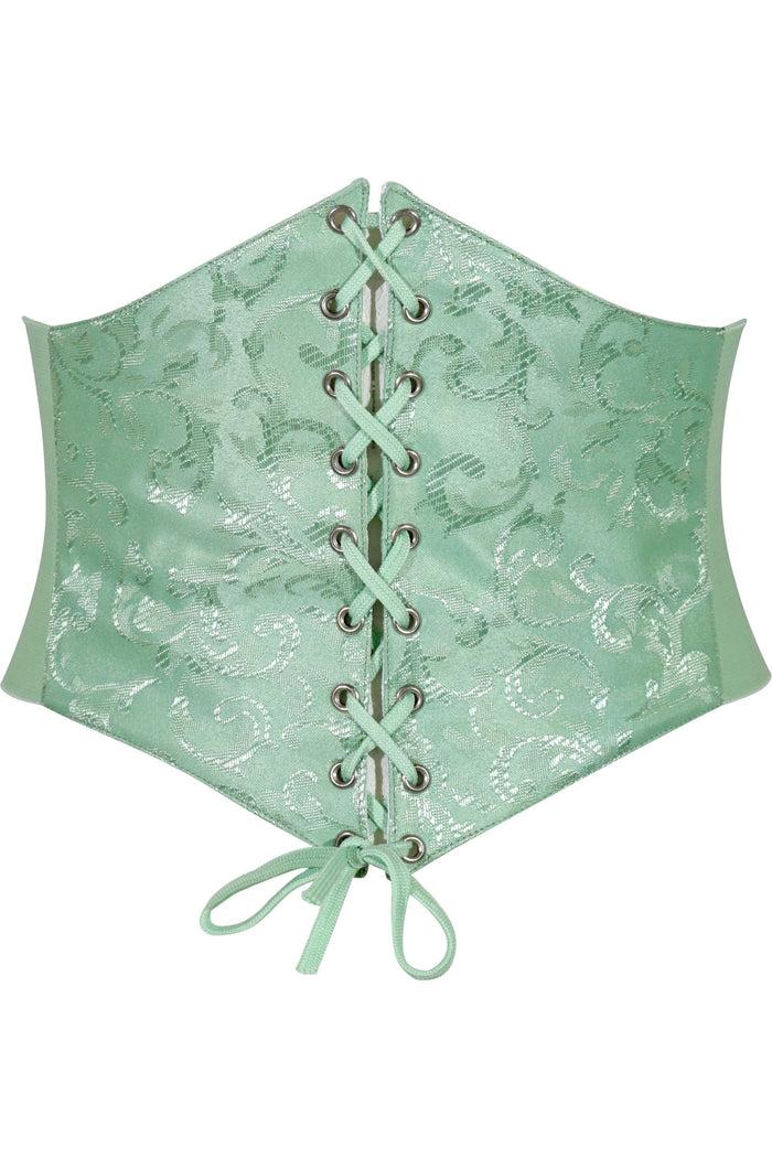 daisy beachwear Lavish Mint Green Brocade Corset Belt Cincher