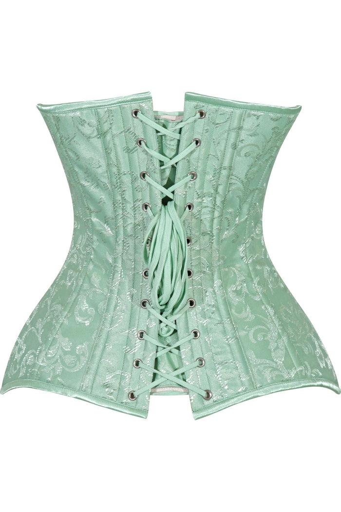Daisy Beachwear Lavish Mint Green Brocade Overbust Corset W/Busk Closure