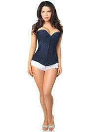 Daisy Beachwear Lavish Navy Blue Lace Overbust Corset W/Zipper