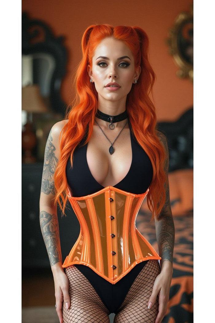 daisy beachwear Lavish Orange Clear Curvy Underbust Waist Cincher Corset