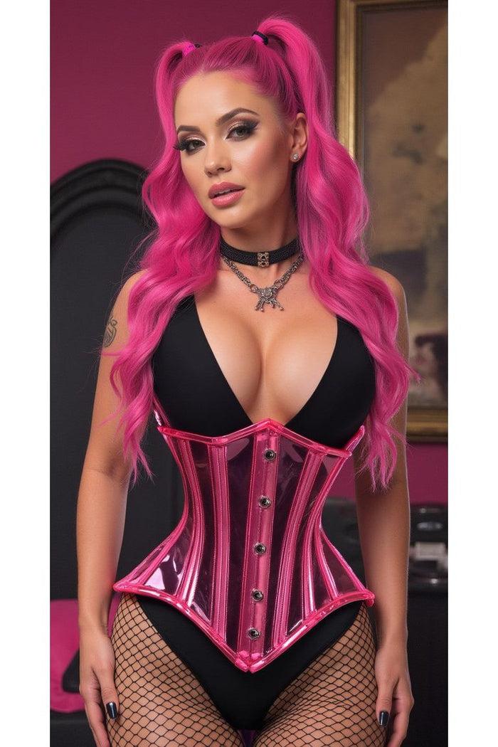 Daisy Beachwear Lavish Pink Clear Curvy Underbust Waist Cincher Corset
