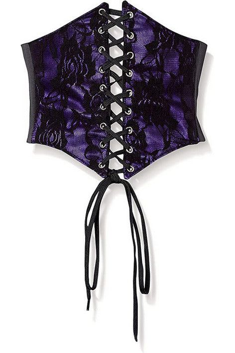 daisy beachwear Lavish Purple w/Black Lace Overlay Corset Belt Cincher