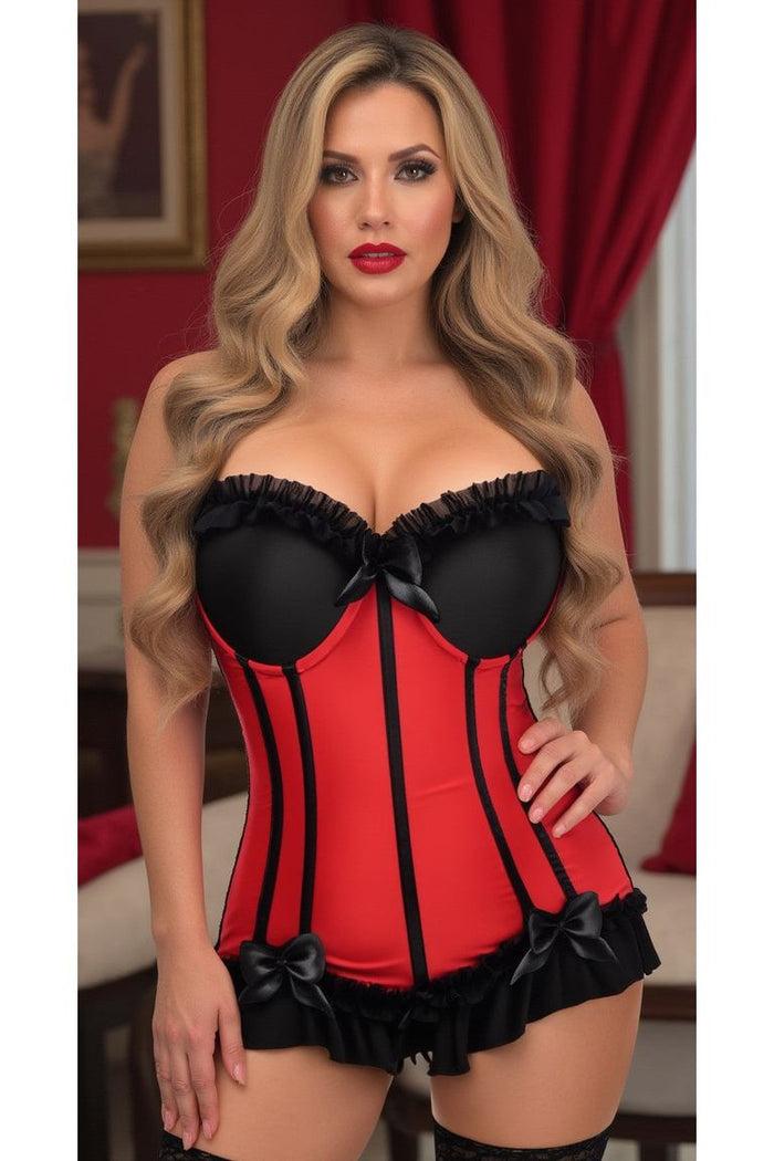 Daisy Beachwear Lavish Red/Black Lycra Hook & Eye Stretch Bustier Corset