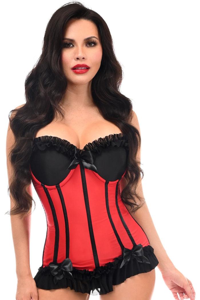 Daisy Beachwear Lavish Red/Black Lycra Hook & Eye Stretch Bustier Corset