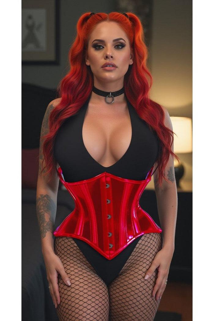 Daisy Beachwear Lavish Red Clear Curvy Underbust Waist Cincher Corset