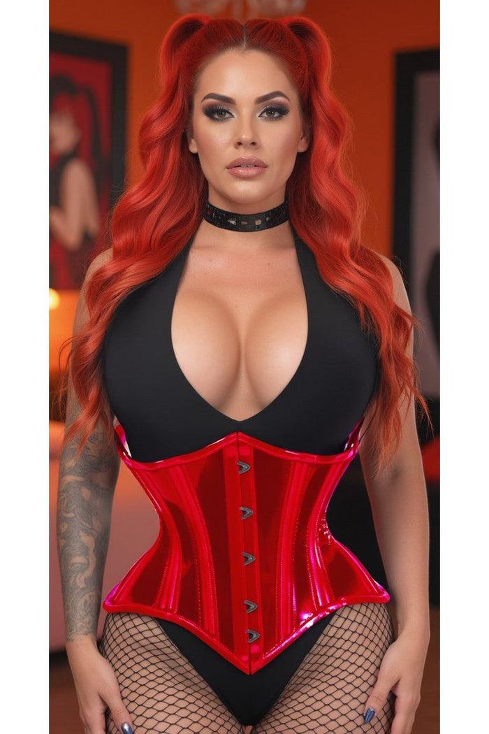 Daisy Beachwear Lavish Red Clear Curvy Underbust Waist Cincher Corset