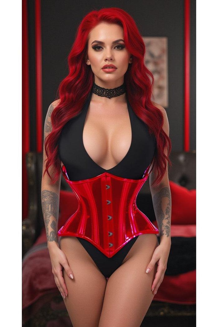 Daisy Beachwear Lavish Red Clear Curvy Underbust Waist Cincher Corset