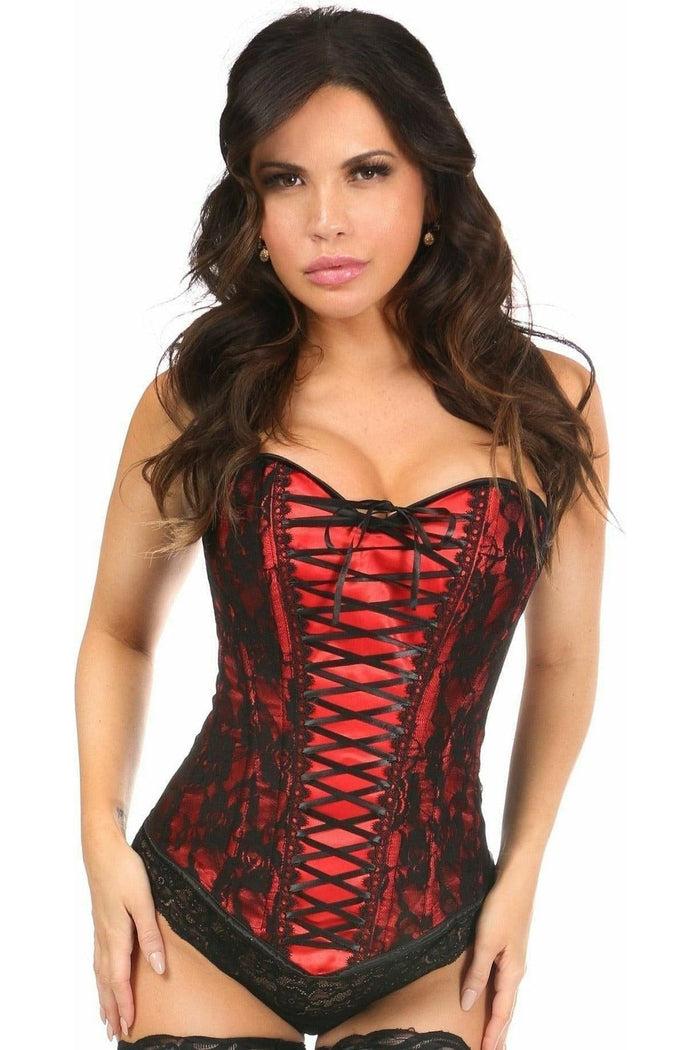 daisy beachwear Lavish Red Lace-Up Over Bust Corset w/Black Lace
