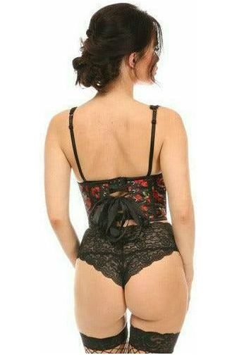 Daisy Beachwear Lavish Red Roses Satin Open Cup Waist Cincher
