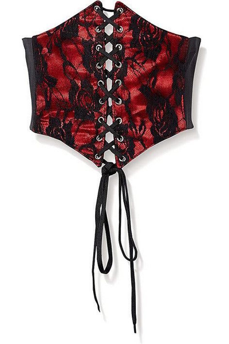 daisy beachwear Lavish Red w/Black Lace Overlay Corset Belt Cincher