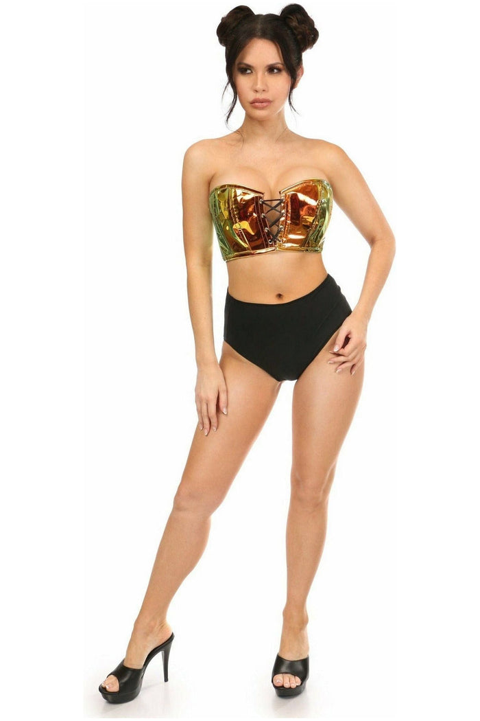 Daisy Beachwear Lavish Sunset Holo Lace-Up Short Bustier Top