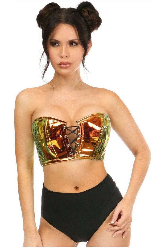 daisy beachwear Lavish Sunset Holo Lace-Up Short Bustier Top