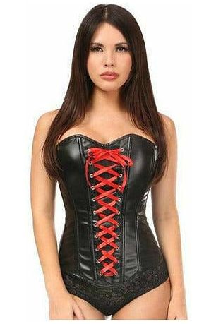 daisy beachwear Lavish Wet Look Faux Leather Lace-Up Over Bust Corset