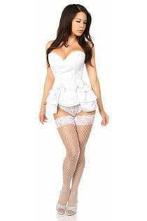 Daisy Beachwear Lavish White Satin Corset W/Removable Snap On Skirt