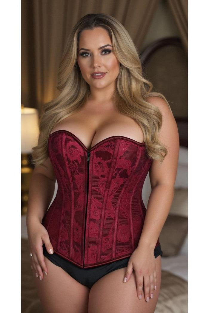 Daisy Beachwear Lavish Wine Lace Overbust Corset W/Zipper
