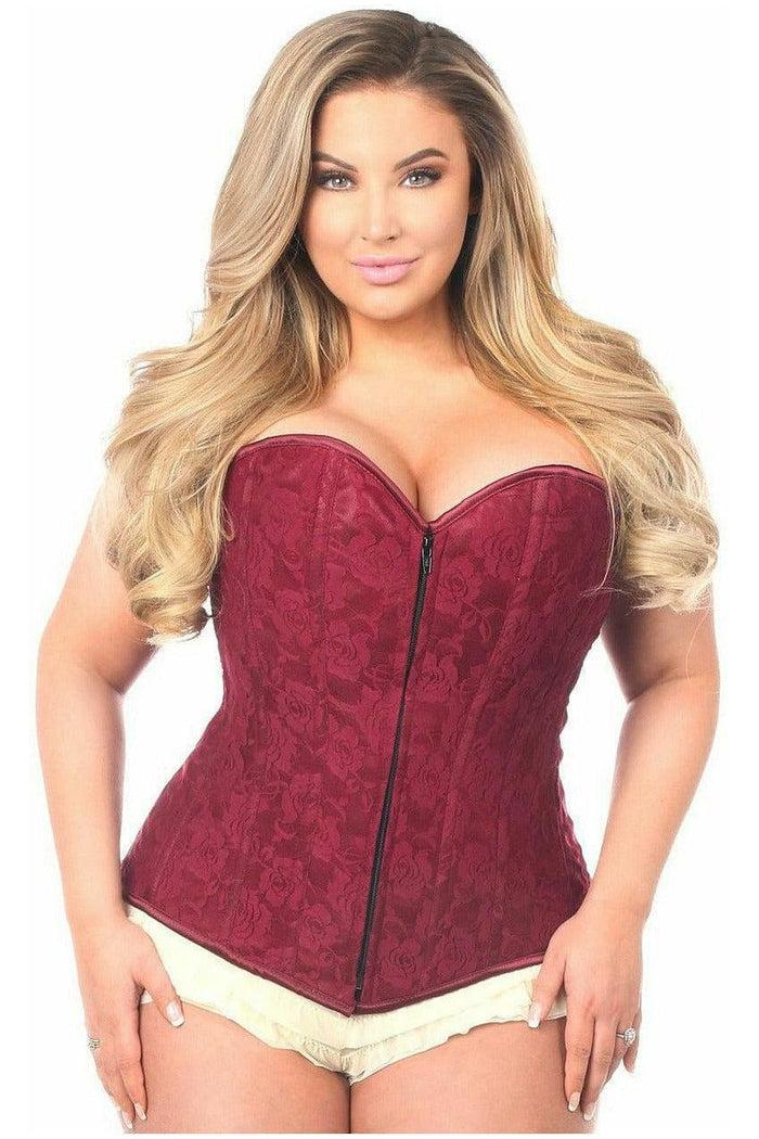 Daisy Beachwear Lavish Wine Lace Overbust Corset W/Zipper