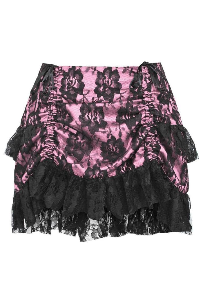 daisy beachwear Pink/Black Lace Ruched Bustle Skirt