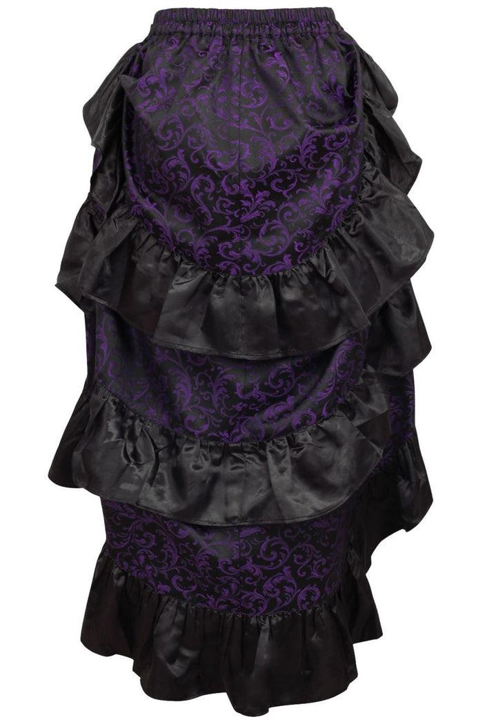 Daisy Beachwear Purple/Black Brocade Adjustable High Low Bustle Skirt