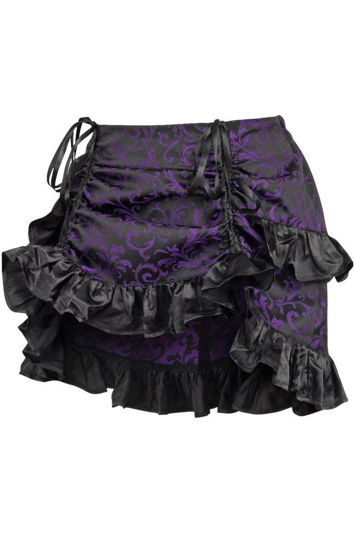 Daisy Beachwear Purple/Black Brocade Ruched Bustle Skirt
